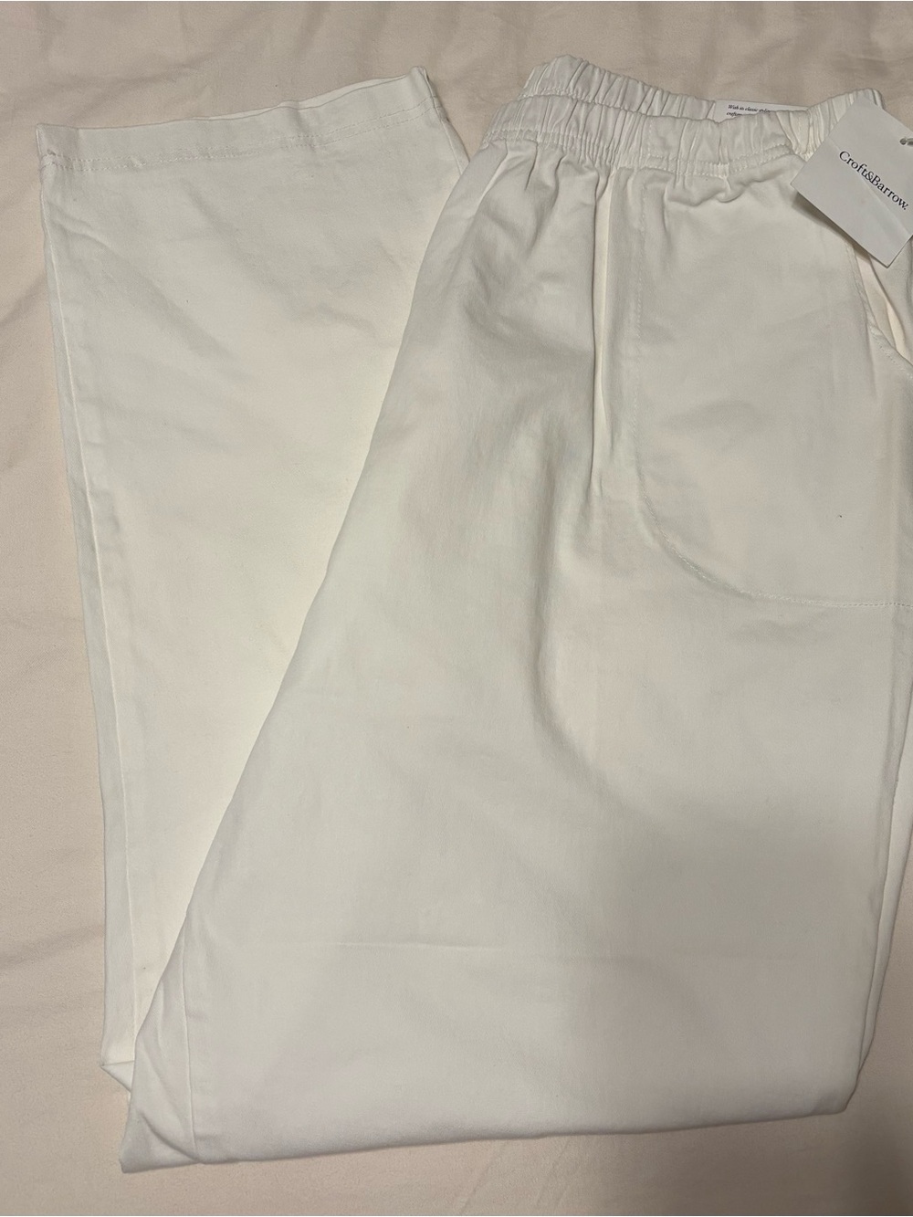 croft & barrow White Elastic Waist Pants